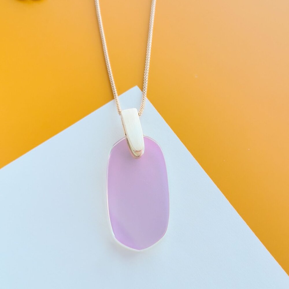 Cathy Gold Dichroic Glass Necklace by Alicia Bonnie